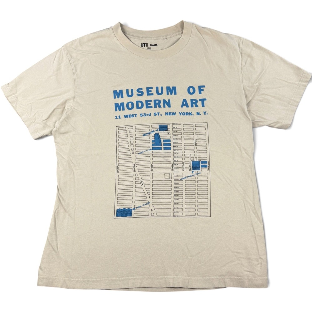 Uniqlo x MoMA Museum of Modern Art T-Shirt Mens XL Beige Tan Streetwear NYC NWOT